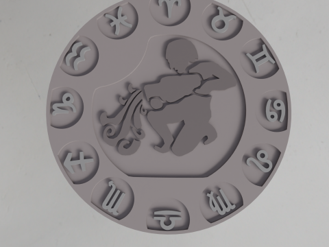 Beer Coaster AQUARIUS STL file for 3d printing 3D Baskı Modeli