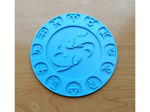 Beer Coaster PISCES STL file for 3d printing 3D 프린트 모델