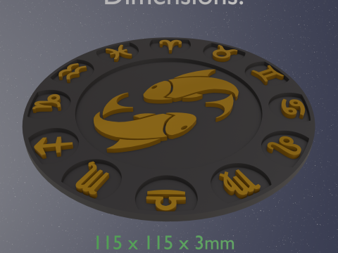Beer Coaster PISCES STL file for 3d printing 3D 프린트 모델