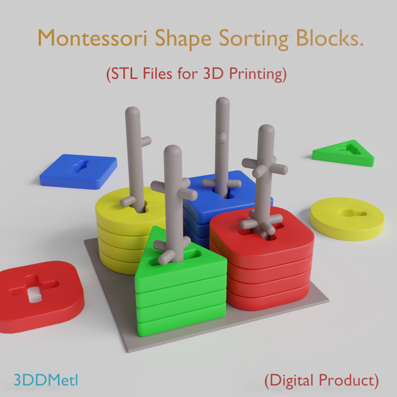 Montessori Shape Sorting Toy Educational Stacking Blocks for Kids STL Files for 3D Printing Le 3D printmodel .c4d .max .obj .3ds .fbx .stl .blend
