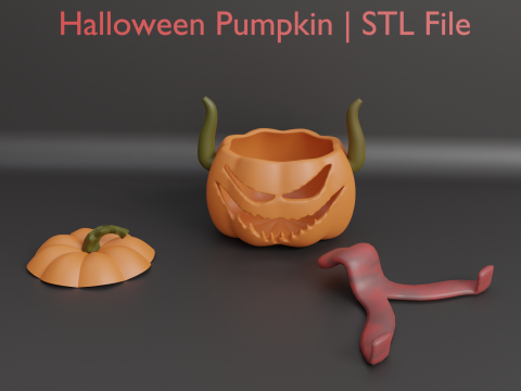 Halloween Pumpkin with Tongue Phone Stand Jack OLantern with Lid STL File for 3D Printing Spo Modelo de impresión 3D