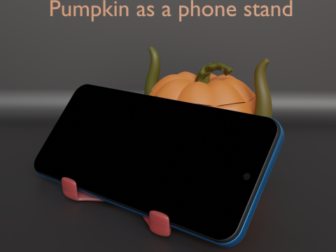 Halloween Pumpkin with Tongue Phone Stand Jack OLantern with Lid STL File for 3D Printing Spo Modelo de impresión 3D