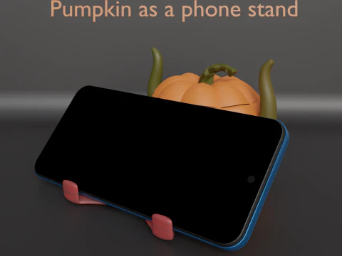 Halloween Pumpkin with Tongue Phone Stand Jack OLantern with Lid STL File for 3D Printing Spo 3D Print Model
