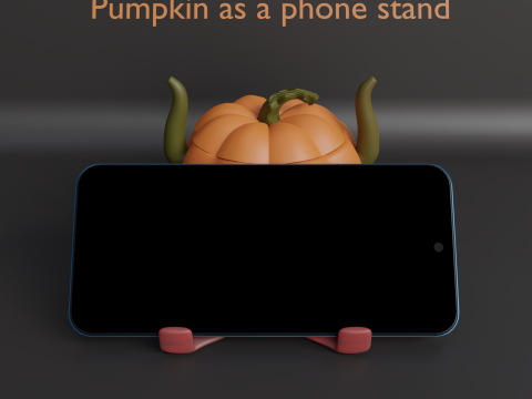 Halloween Pumpkin with Tongue Phone Stand Jack OLantern with Lid STL File for 3D Printing Spo Modelo de impresión 3D