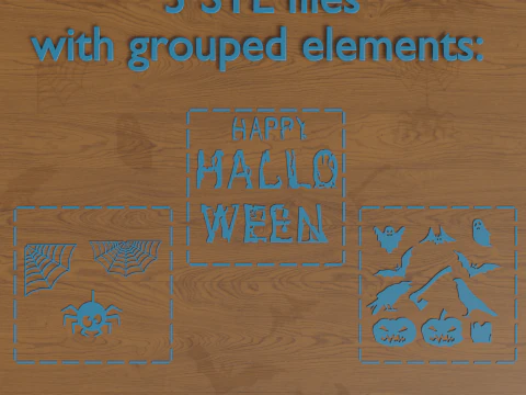 Mini Halloween Decoration Set Happy Halloween Bats Pumpkins 3 STL Files for 3D Printing 3D Print Model