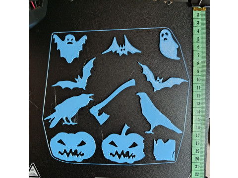 Mini Halloween Decoration Set Happy Halloween Bats Pumpkins 3 STL Files for 3D Printing 3D Baskı Modeli