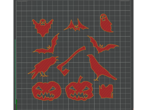 Mini Halloween Decoration Set Happy Halloween Bats Pumpkins 3 STL Files for 3D Printing 3D Baskı Modeli