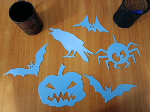 Large Halloween Decoration Set 20 Separate STL Files Happy Halloween Bats Pumpkins Spider Web 3Dプリントモデル