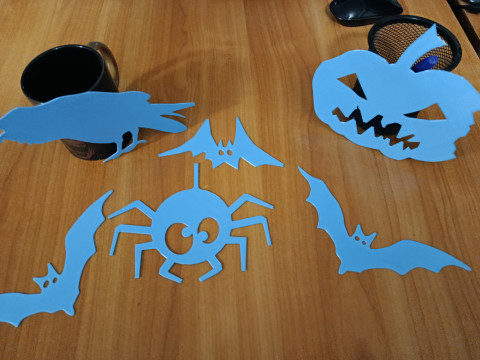 Large Halloween Decoration Set 20 Separate STL Files Happy Halloween Bats Pumpkins Spider Web 3Dプリントモデル