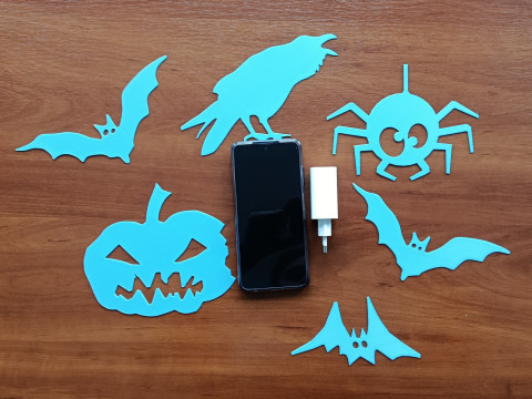 Large Halloween Decoration Set 20 Separate STL Files Happy Halloween Bats Pumpkins Spider Web 3Dプリントモデル