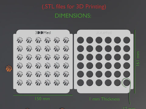 Sprinkle Stencil BASKETBALL Design 3D Print Model