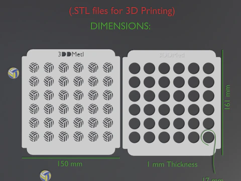 Sprinkle Stencil VOLLEYBALL Design 3D Print Model