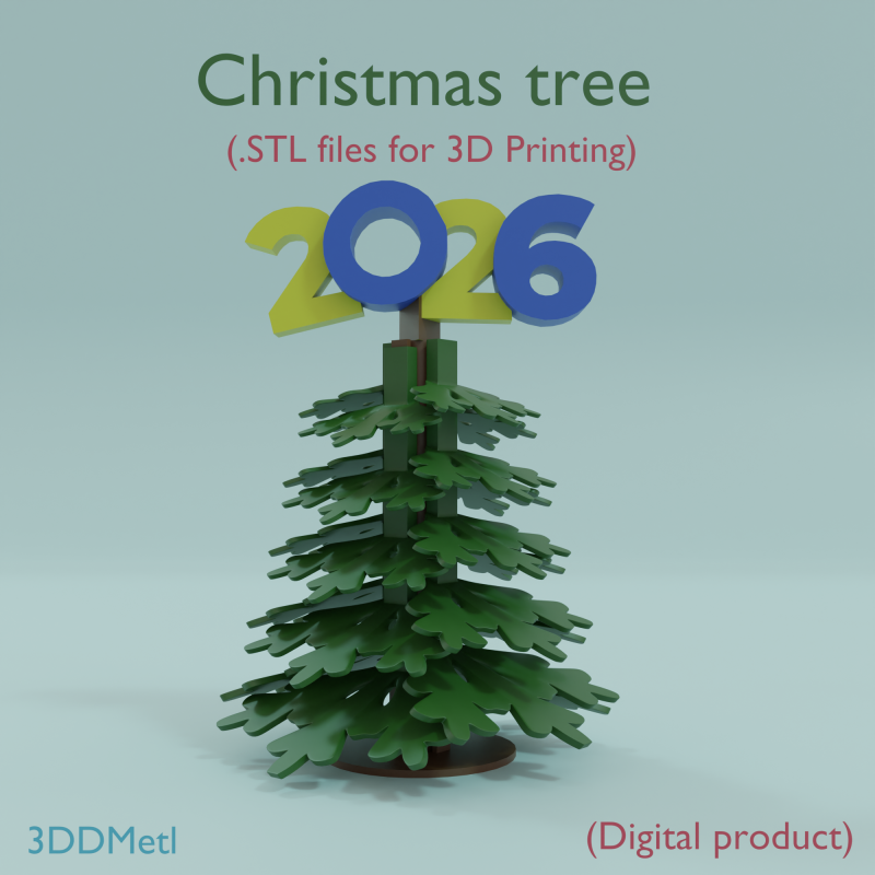 3D yazdırma için Noel ağacı 2026 STL dosyası 3D Baskı Modeli .c4d .max .obj .3ds .fbx .stl .blend