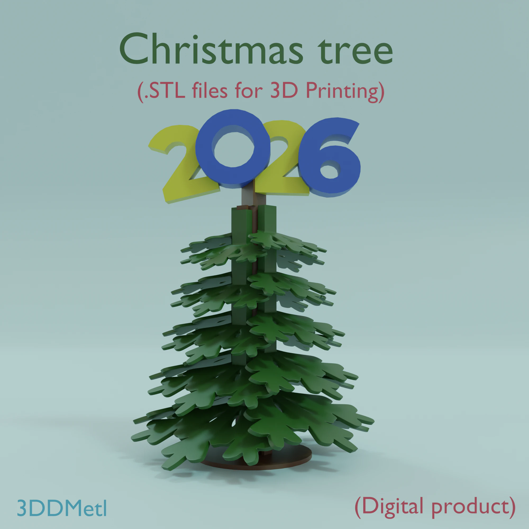 Christmas tree 2026 STL file for 3D printing 3D Print Model .c4d .max .obj .3ds .fbx .stl .blend