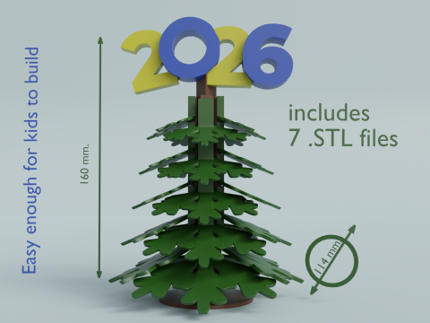 3D yazdırma için Noel ağacı 2026 STL dosyası 3D Baskı Modeli