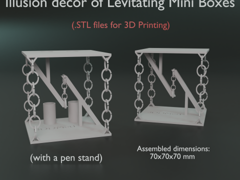 Decoração de ilusão de arquivos stl de mini caixas levitantes para impressão 3D Modelo de Impressão 3D