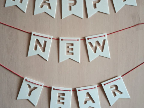 Happy New Year Garland Decorations STL Bundle 3D Print Model
