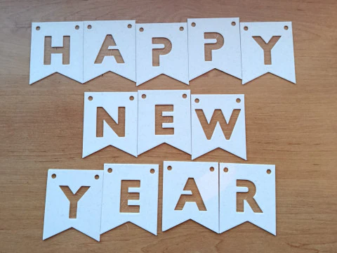 Happy New Year Garland Decorations STL Bundle 3D Print Model