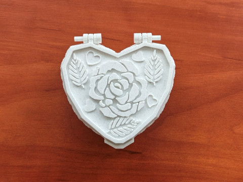 Valentine Rose Herz Schmuckkästchen Klappdeckel STL 3D Druckmodell