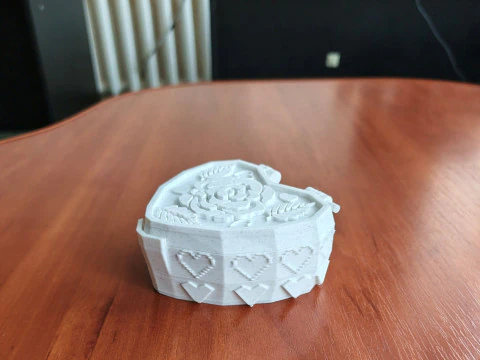 Valentine Rose Heart Jewelry Box Hinged Lid STL 3D Print Model