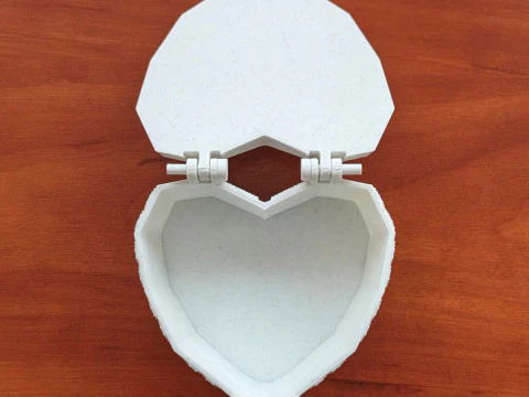 Valentine Rose Heart Jewelry Box Hinged Lid STL 3D Print Model