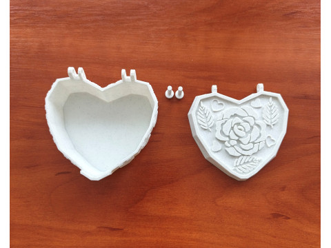 Portagioie a cuore rosa di San Valentino con coperchio a cerniera STL Modello di stampa 3D