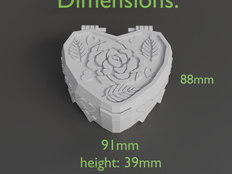 Portagioie a cuore rosa di San Valentino con coperchio a cerniera STL Modello di stampa 3D