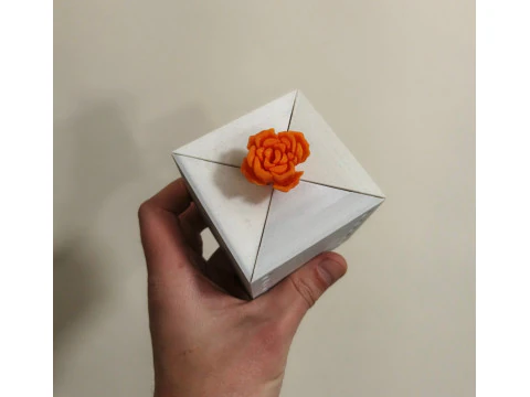 Rose Key Surprise Box Mechanical Gift Box STL Pull-to-Open Design 3D Print Model