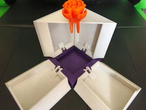 Rose Key Surprise Box Mechanical Gift Box STL Pull-to-Open Design 3D Print Model