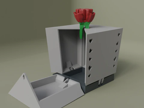 Rose Key Surprise Box Mechanical Gift Box STL Pull-to-Open Design 3D Print Model