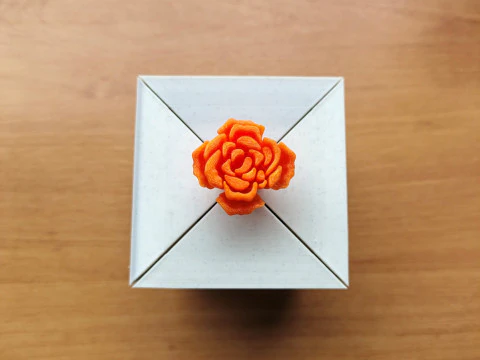 Rose Key Surprise Box Mechanical Gift Box STL Pull-to-Open Design 3D Print Model