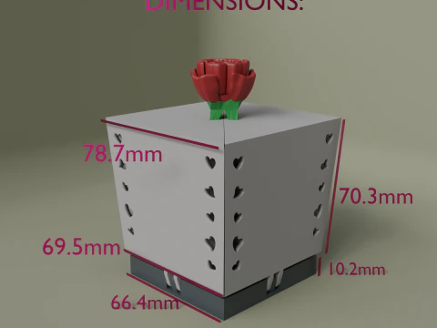 Rose Key Surprise Box Mechanical Gift Box STL Pull-to-Open Design 3D Print Model