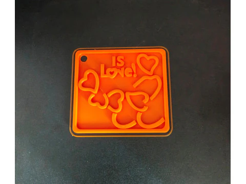 Is Love Keychain 3D Print Model