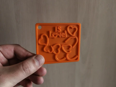 Is Love Keychain 3D Print Model