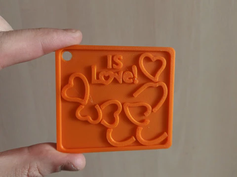 Is Love Keychain 3D Print Model