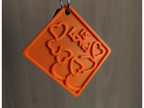 Is Love Keychain 3D Print Model