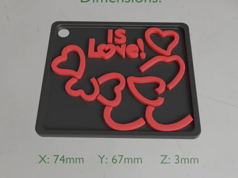 Is Love Keychain 3D Print Model