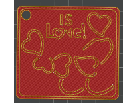 Is Love Keychain 3D Print Model