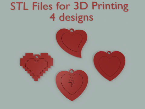 Geneste harthanger 4 ontwerpen 3D printmodel