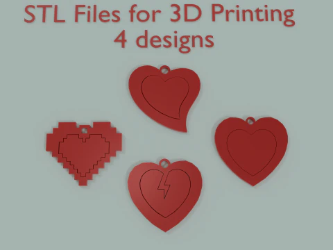 Ciondolo a cuore annidato 4 modelli Modello di stampa 3D