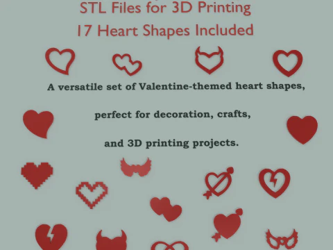 Set Forme di Cuore di San Valentino 17pz Modello di stampa 3D