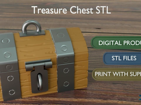 Treasure Chest STL Fantasy Loot Chest DnD Storage Box 3D Print Model