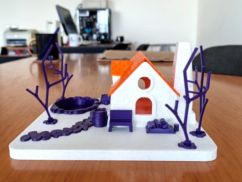 Fantasy Cottage Diorama STL DIY Miniature Scene Real Twig Tree Compatible 3D Printable 3D Print Model