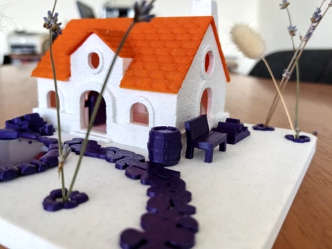 Fantasy Cottage Diorama STL DIY Miniature Scene Real Twig Tree Compatible 3D Printable 3D Print Model