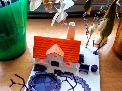 Fantasy Cottage Diorama STL DIY Miniature Scene Real Twig Tree Compatible 3D Printable 3D Print Model