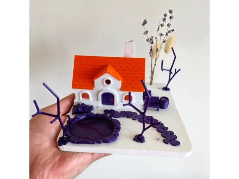 Fantasy Cottage Diorama STL DIY Miniature Scene Real Twig Tree Compatible 3D Printable 3D Print Model