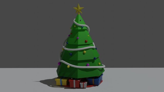 Christmas tree with 4 gift boxes Modelo 3D .c4d .max .obj .3ds .fbx .stl .blend 
