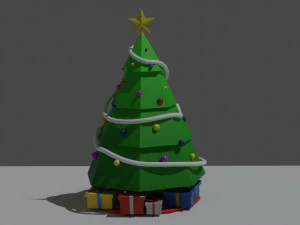 Kerstboom met 4 geschenkdozen 3D Model
