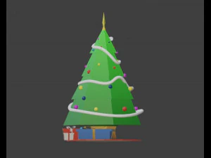 Christmas tree with 4 gift boxes 3D Model