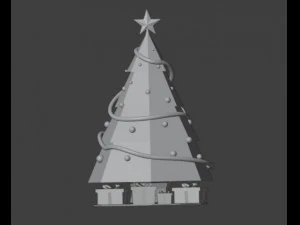 Christmas tree with 4 gift boxes 3D Model